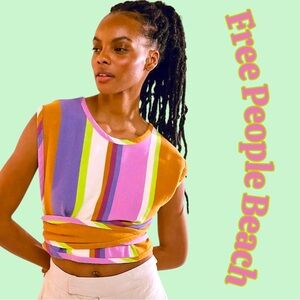 FP Beach Candid Top Multicolor Striped Cropped
